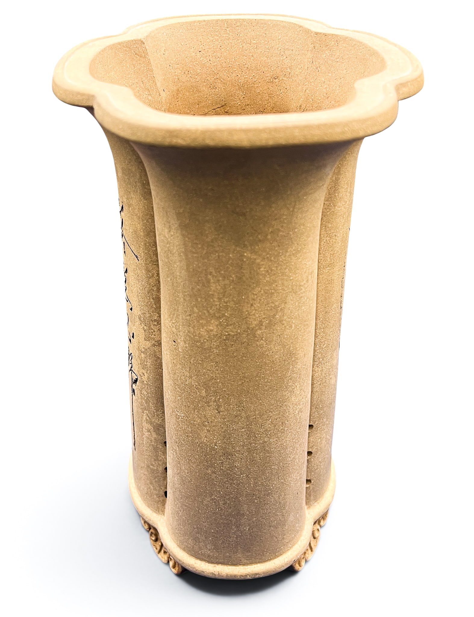 Chinese Buff Colored Yixing Flower Vase - 4