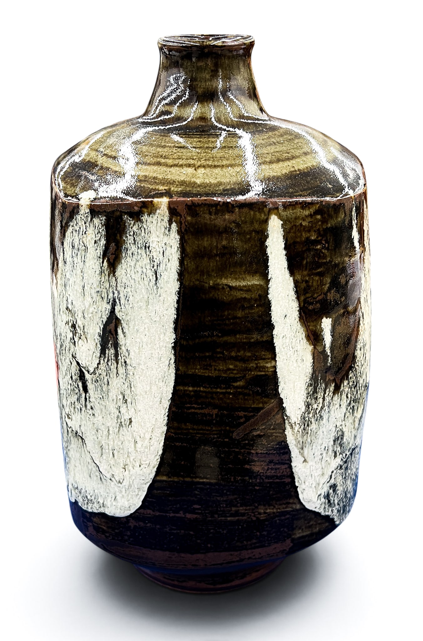 Old Japanese Mashiko Pottery Bottle Vase: Old Japanese Mashiko Pottery Bottle Vase 12"x6". Similar to forms by Shoji Hamada and Tatsuzo Shimaoka. Excellent condition.