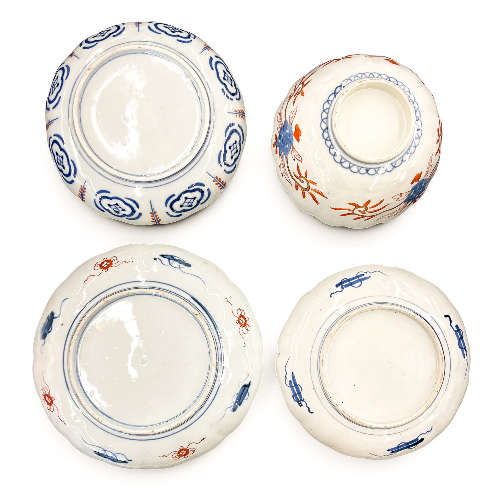 4pc Old Japanese Imari Porcelain Dishes and Bowl - 3