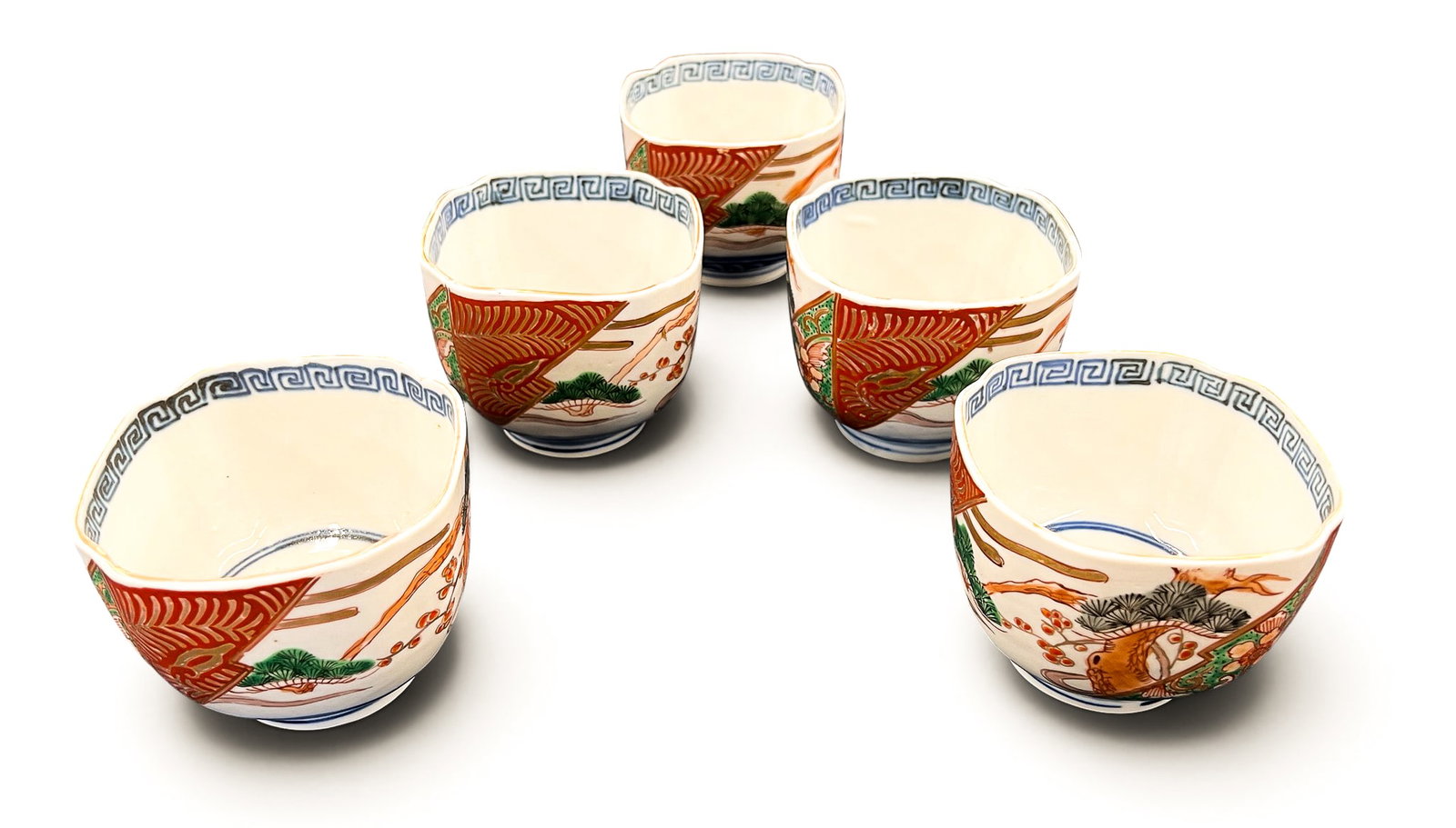 Set 5 Old Japanese Imari Porcelain Soba Cups: Set 5 Old Japanese Imari Porcelain Soba Cups 3.5". Excellent condition.
