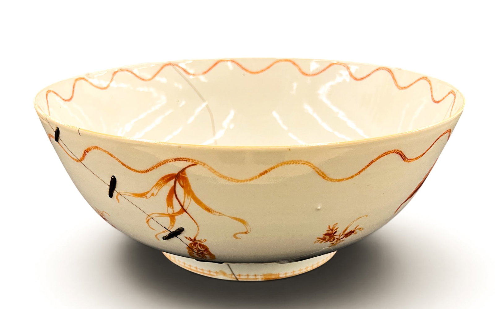 Antique Chinese Export Porcelain Punch Bowl as-is - 2