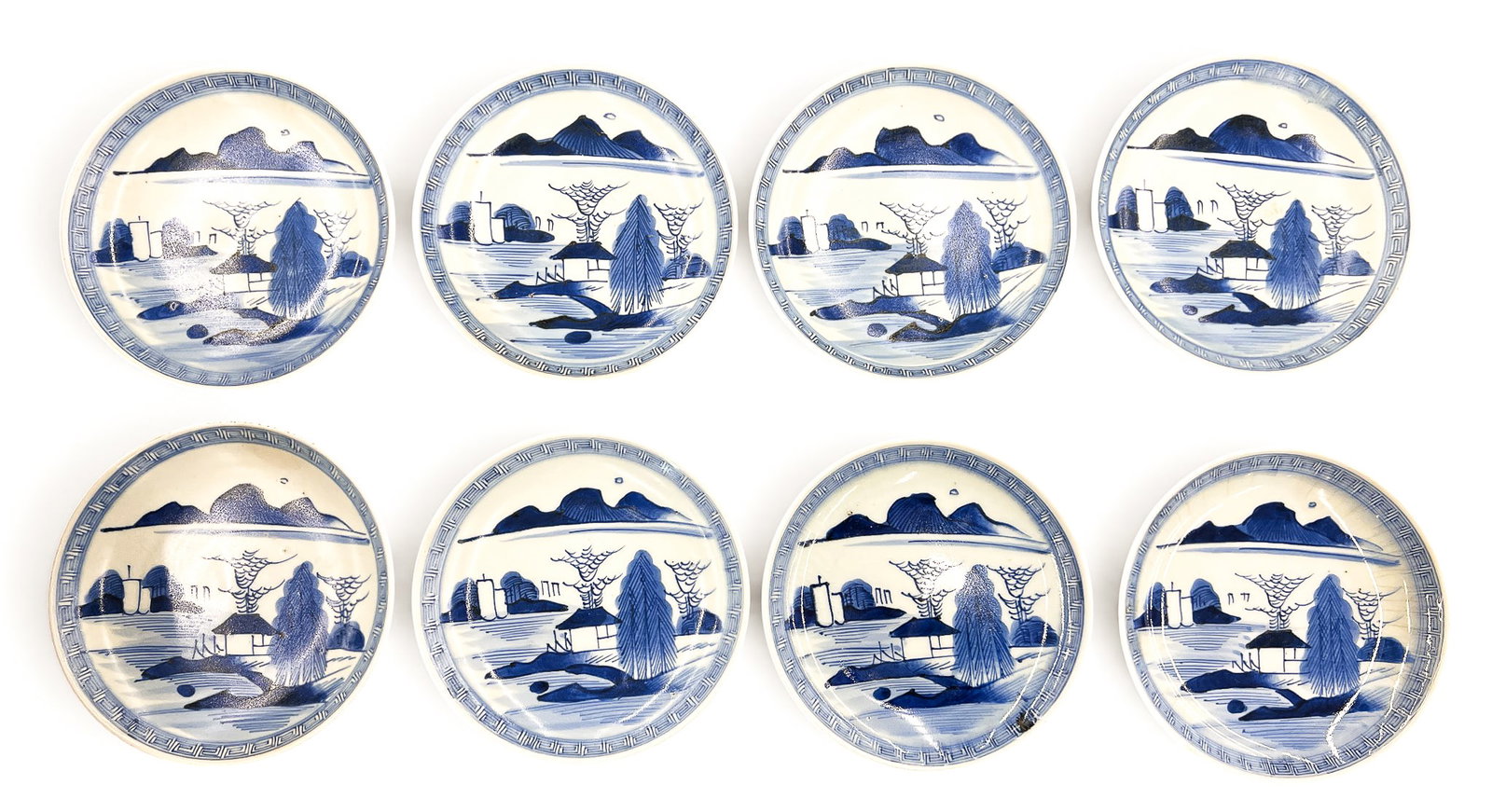 Set 8 Old Japanese Arita Porcelain Landscape Plates (1 of 2)
