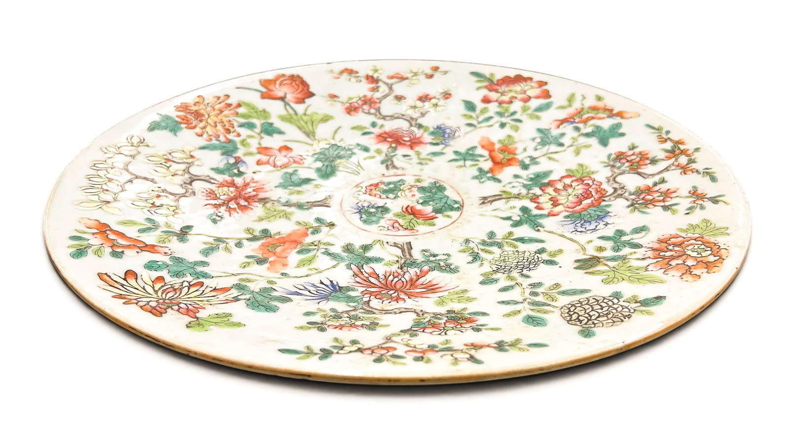 Antique Chinese Floral Enameled Porcelain Charger (1 of 3)