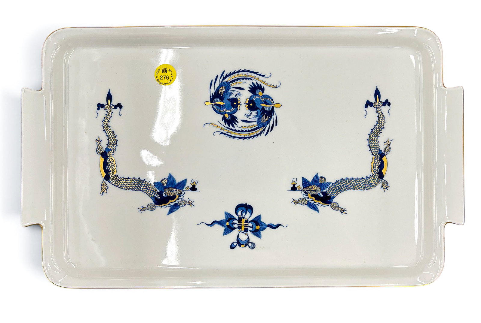 Meissen Porcelain Blue Dragon Handled Tray - 2