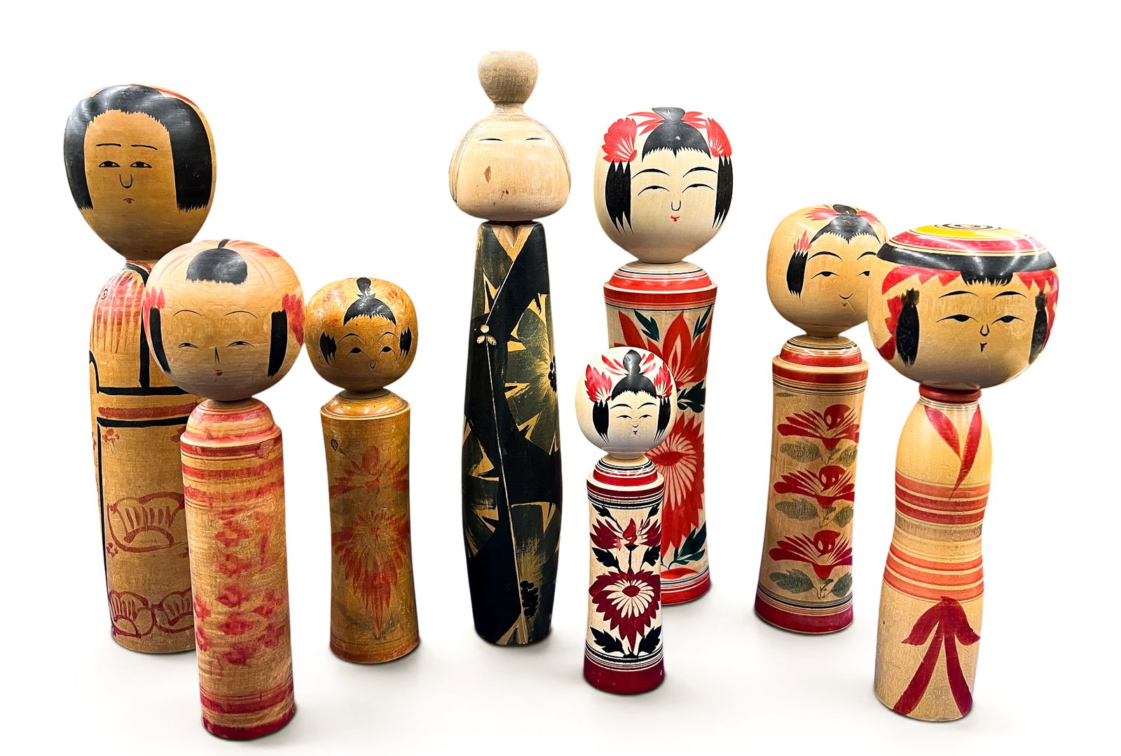 8pc Vintage Japanese Wood Kokeshi Dolls (1 of 2)