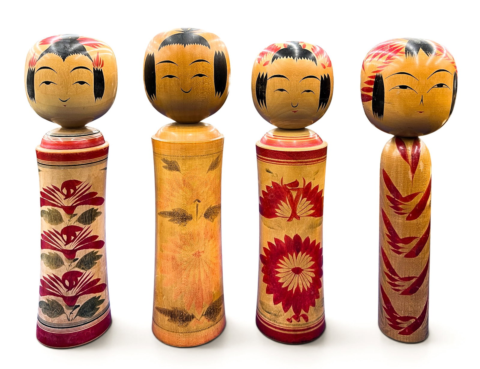 4pc Vintage Japanese Wood Kokeshi Dolls (1 of 2)