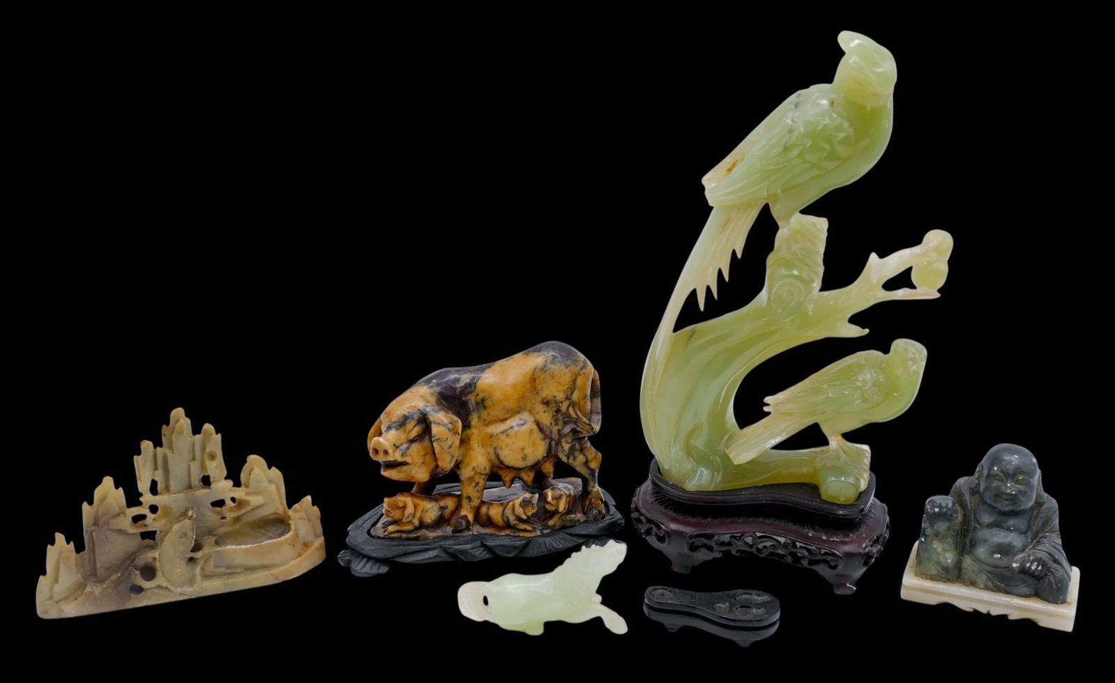 5pc Old Chinese Assorted Jade and Soapstone Carvings (1 of 3)