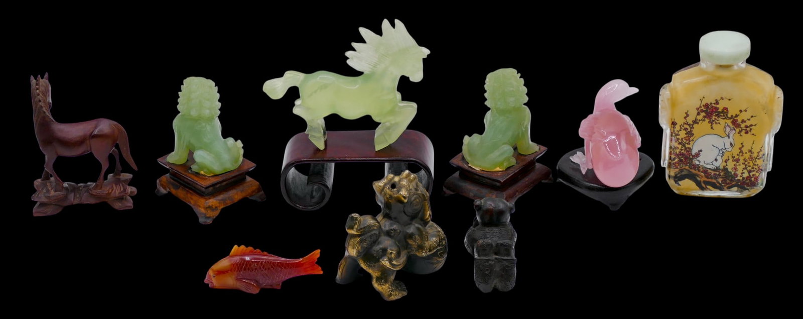 9pc Old Chinese Small Carvings and Snuff Bottle etc. - 2