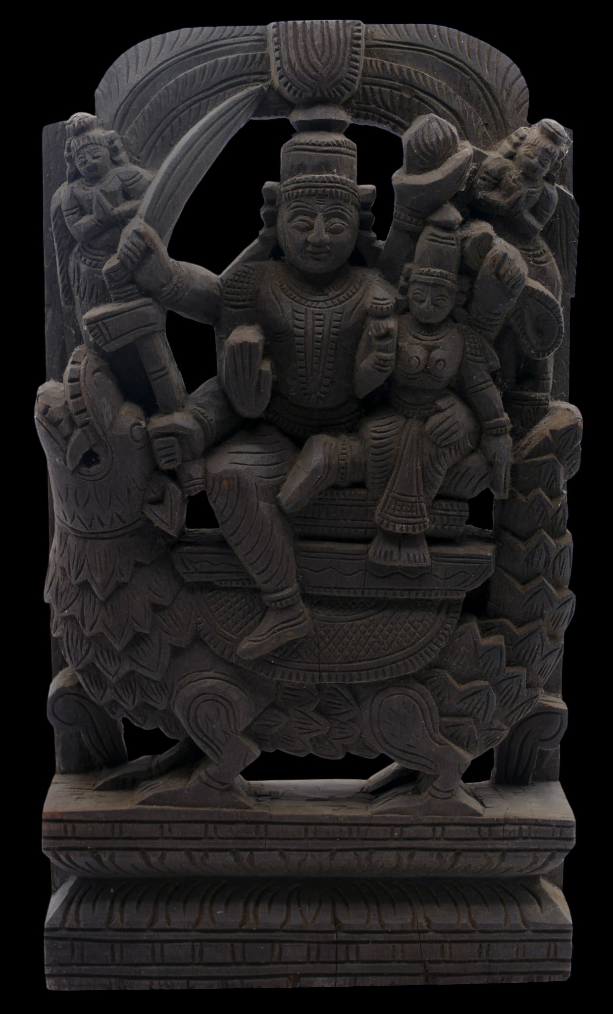 India Carved Wood Lord Shiva with Parvati: India Carved Wood Lord Shiva with Parvati 12"x7". Overall excellent condition.