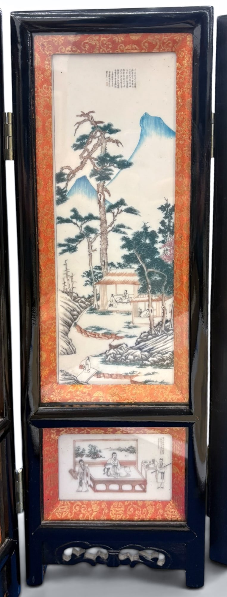 Old Chinese Decorated 4-Panel Folding Table Screen - 3