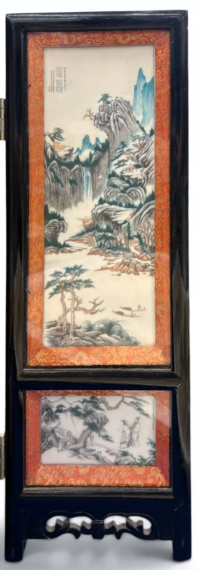 Old Chinese Decorated 4-Panel Folding Table Screen - 5