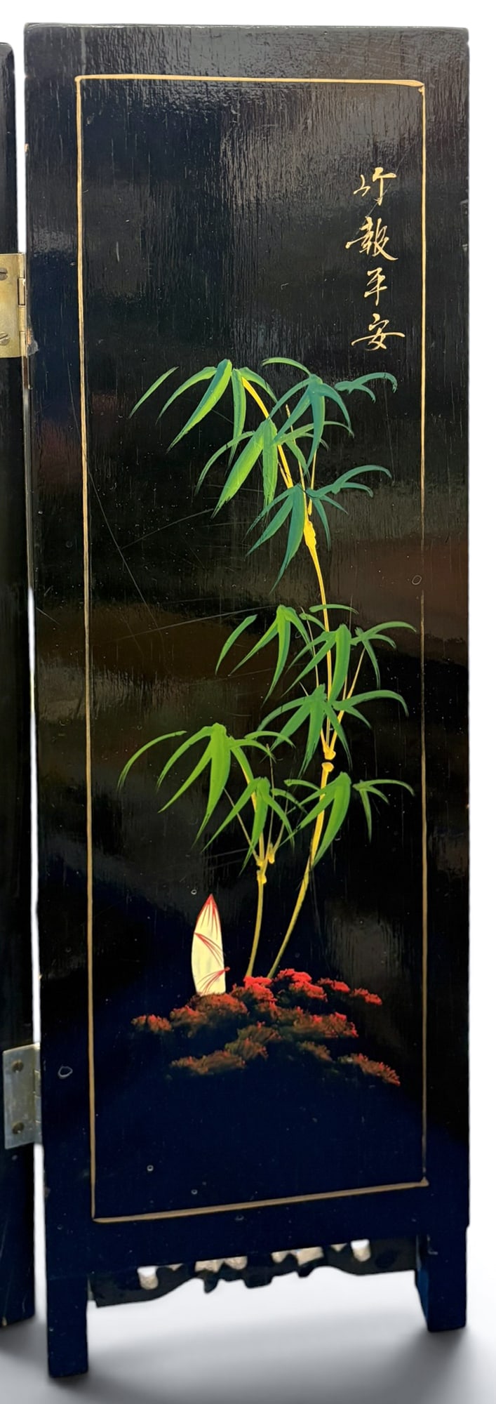 Old Chinese Decorated 4-Panel Folding Table Screen - 7