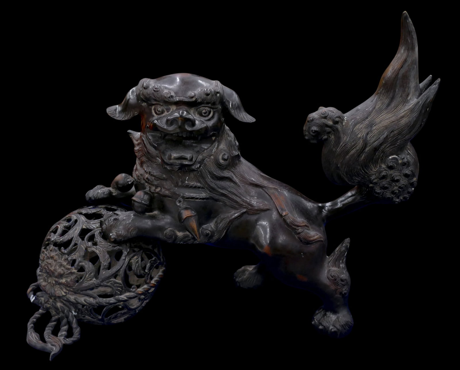 Old Japanese Bronze Large Shishi Foo Dog Okimono (1 of 1)