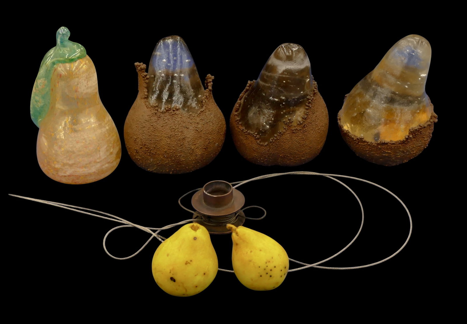 5pc Modern Art Glass Pear Sculptures (1 of 1)