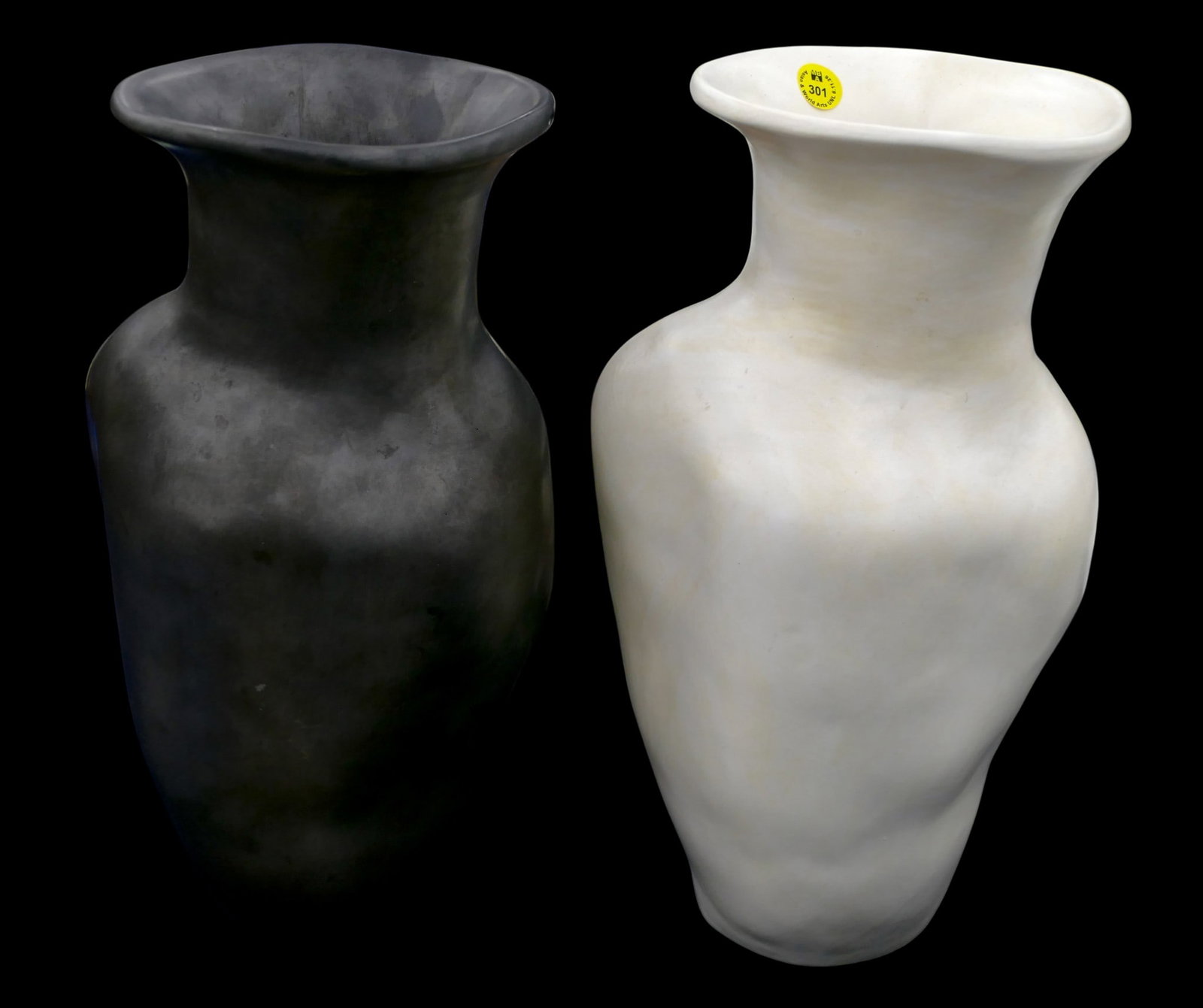2pc Aletha Soule Studio Pottery B&W Vases: 2pc Aletha Soule Studio Pottery B&W Vases 13"x7". Excellent condition.