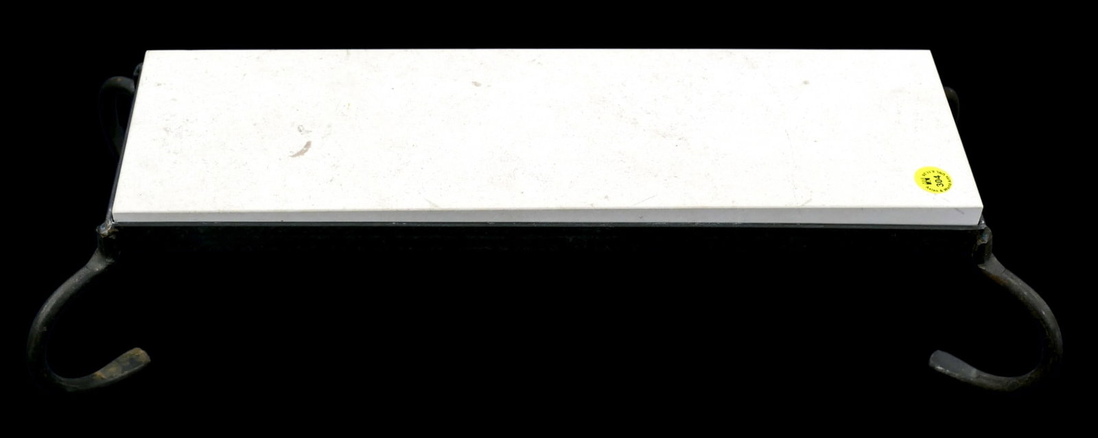 Modern Iron and Stone Pedestal Long Stand: Modern Iron and Stone Pedestal Long Stand 4"x20"x8"