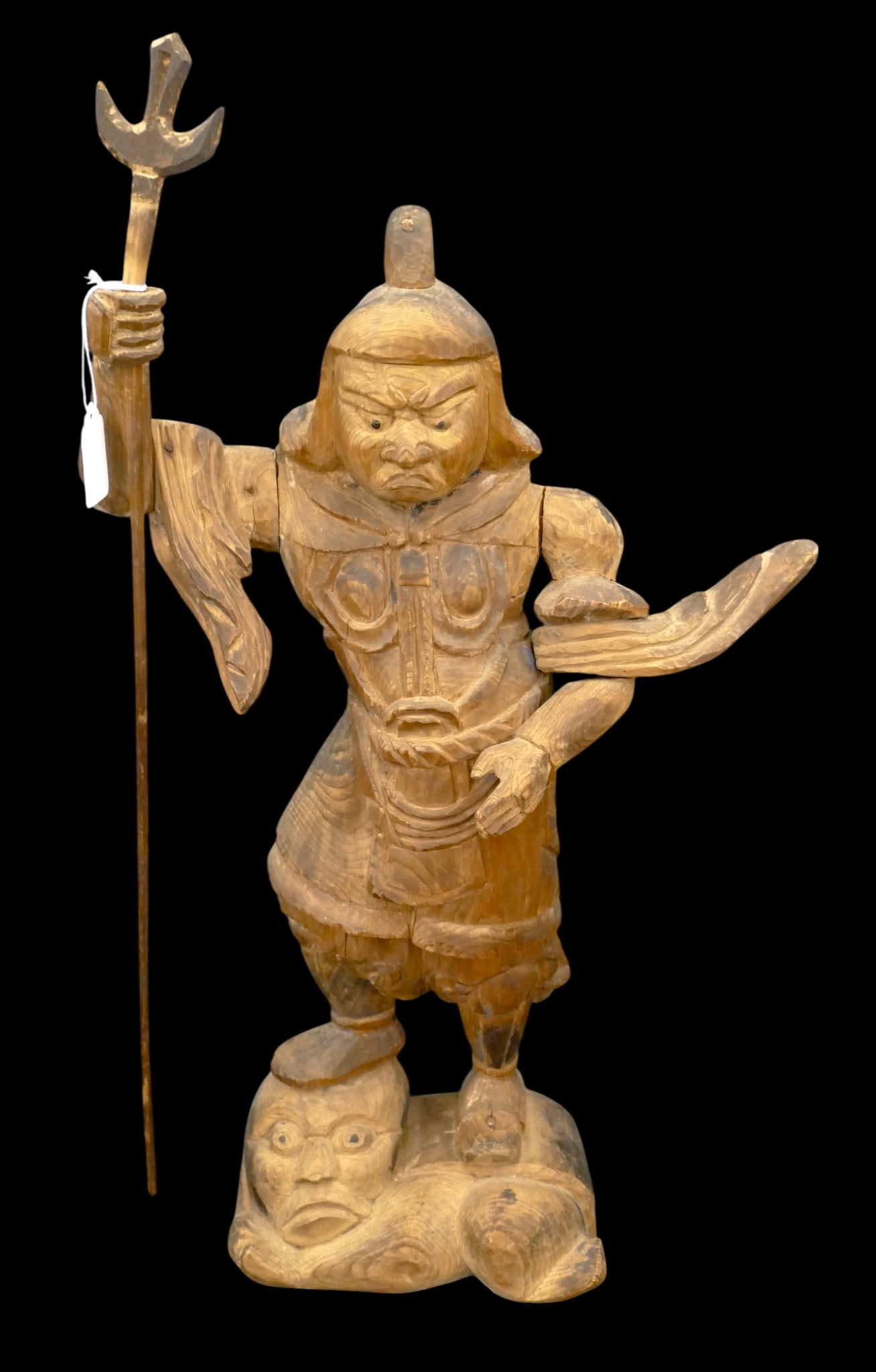 Old Japanese Bishamonten Carved Wood Figure (1 of 1)