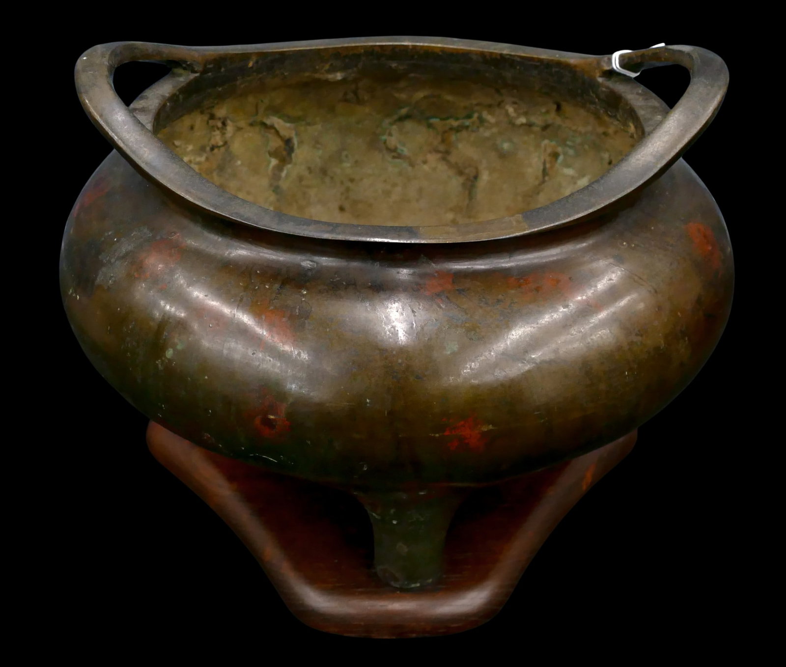 Antique Chinese Large Bronze Tripod Censer on Stand (1 of 1)