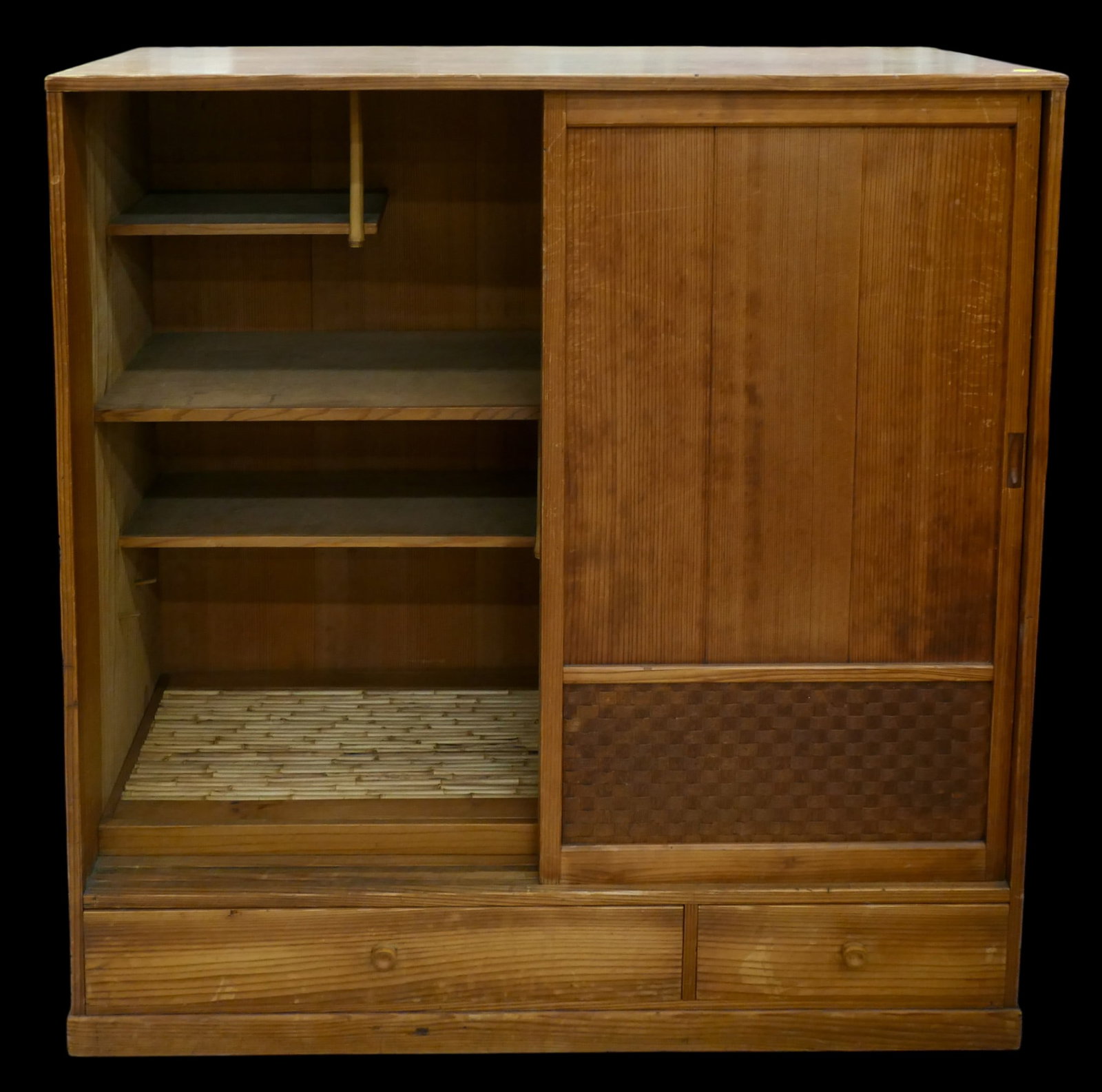 Old Japanese Wood Cha Tansu Tea Cabinet - 2