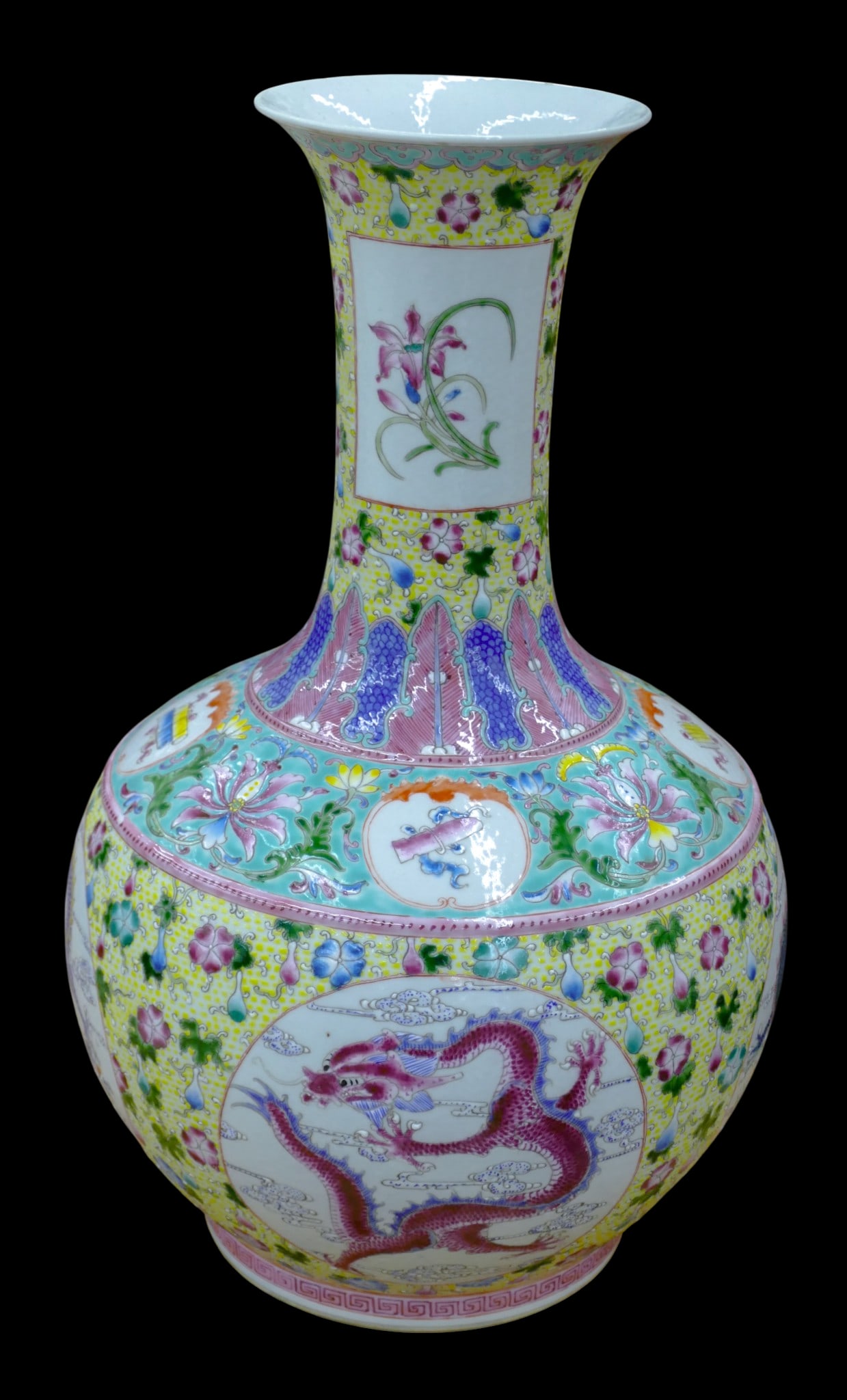 Chinese Famille Rose Porcelain Dragon Vase (1 of 1)