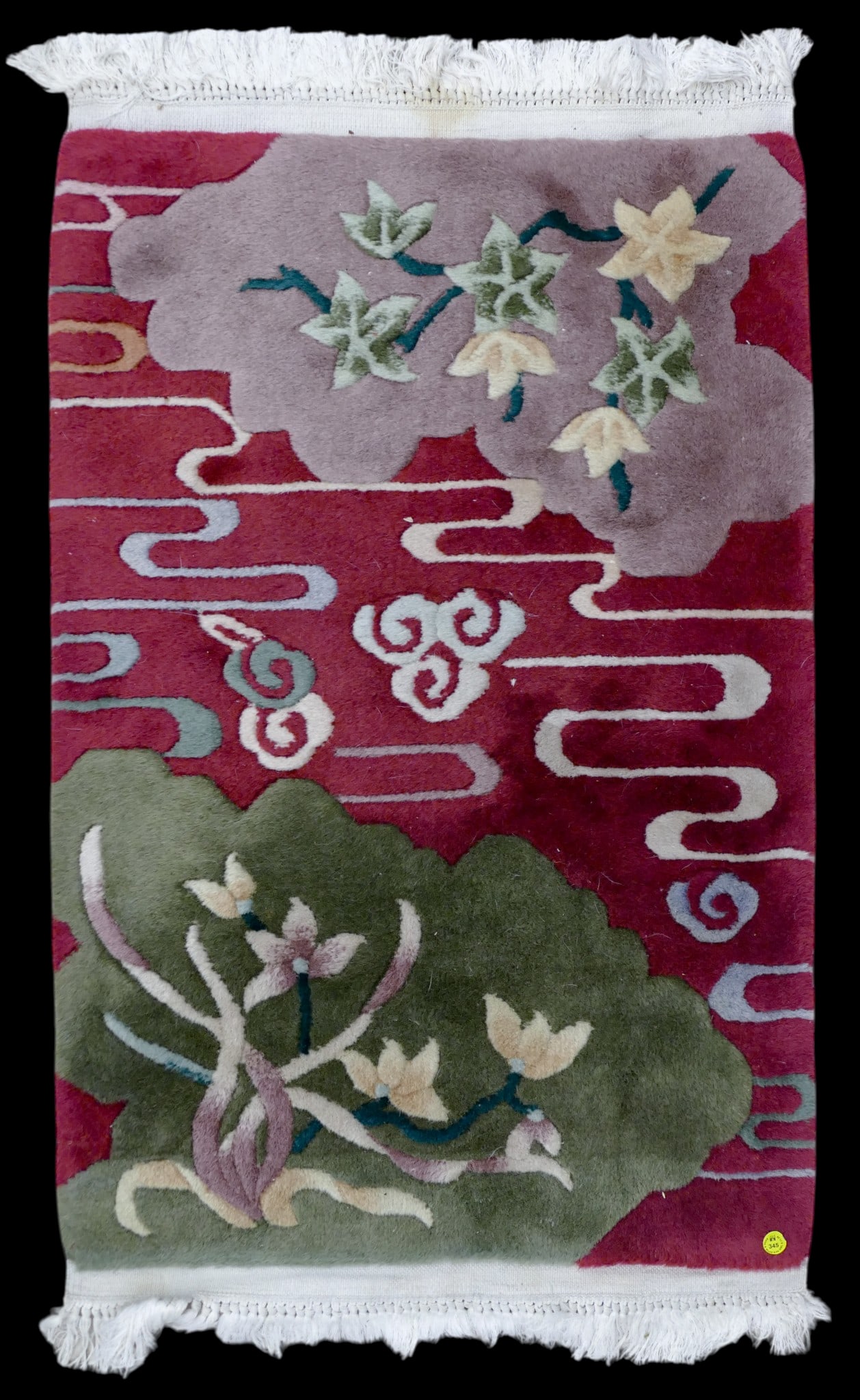 Chinese Sculpted Wool Flowers and Clouds Small Rug (1 of 3)