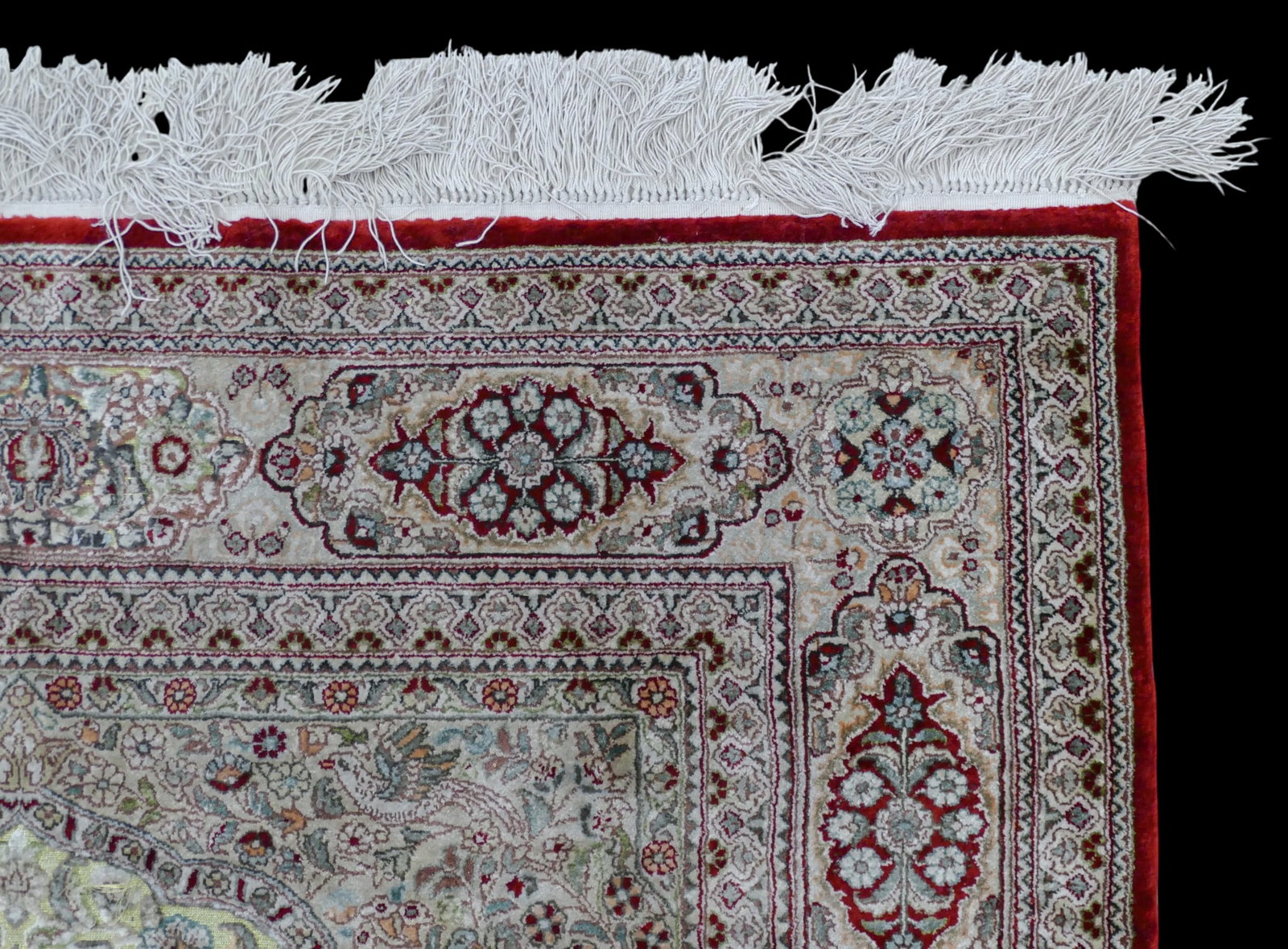 Fine Persian Style Gold Thread Silk Prayer Rug - 2