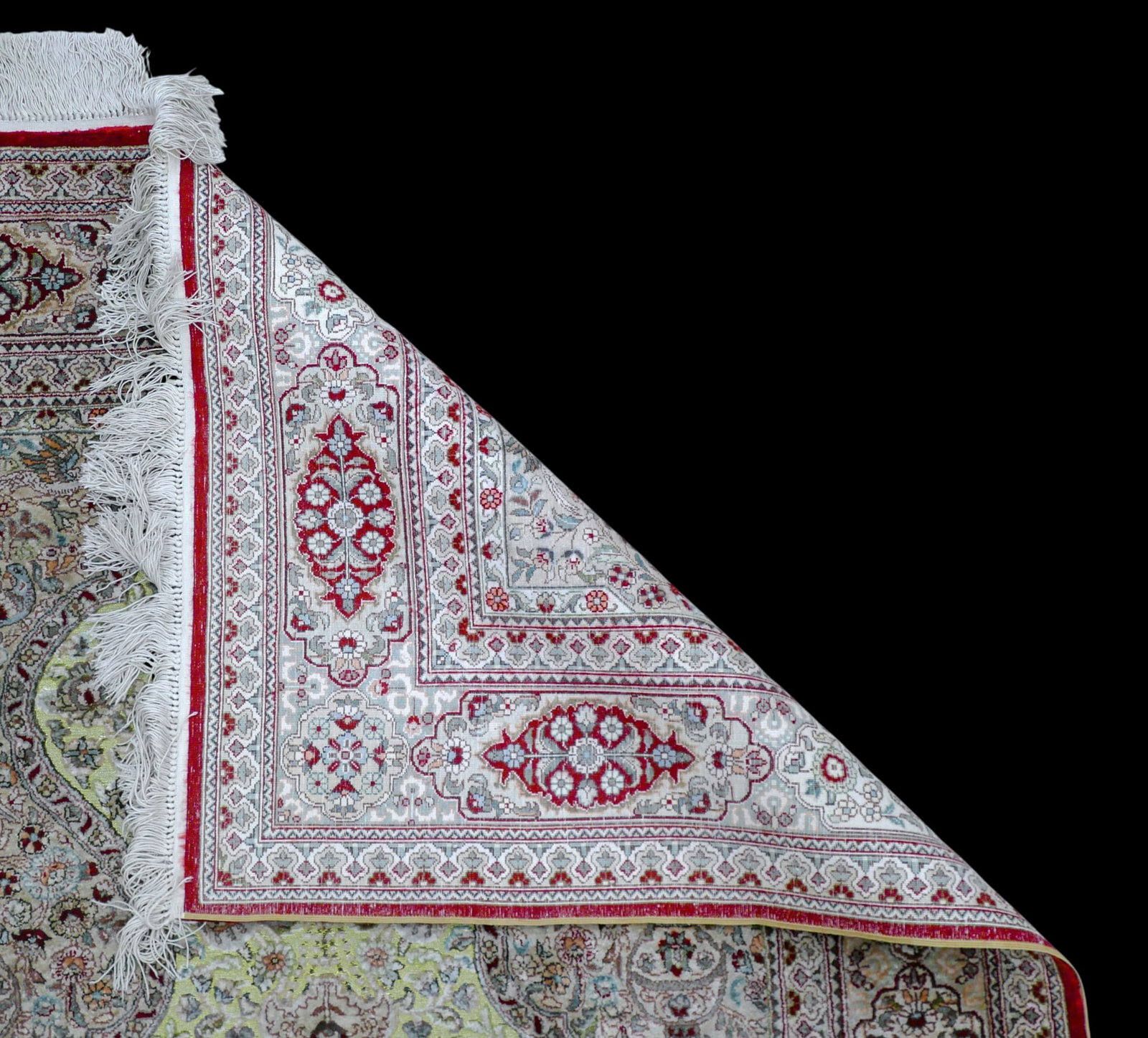 Fine Persian Style Gold Thread Silk Prayer Rug - 3