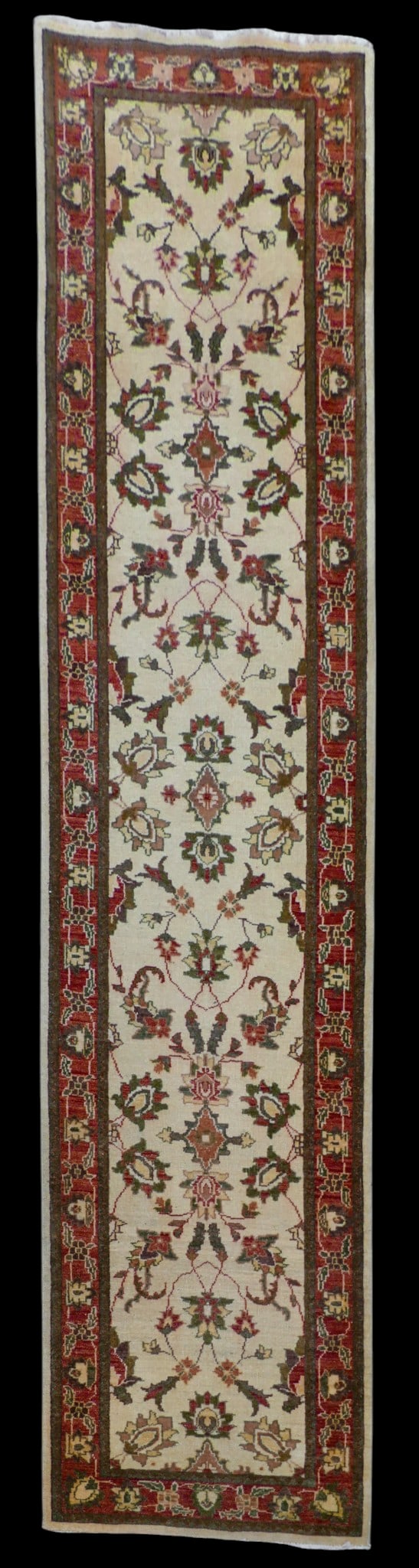 India Chobi Persian Style Oriental Runner Rug: India Chobi Persian Style Oriental Runner Rug 12'5"x2'9". Some wear from use.