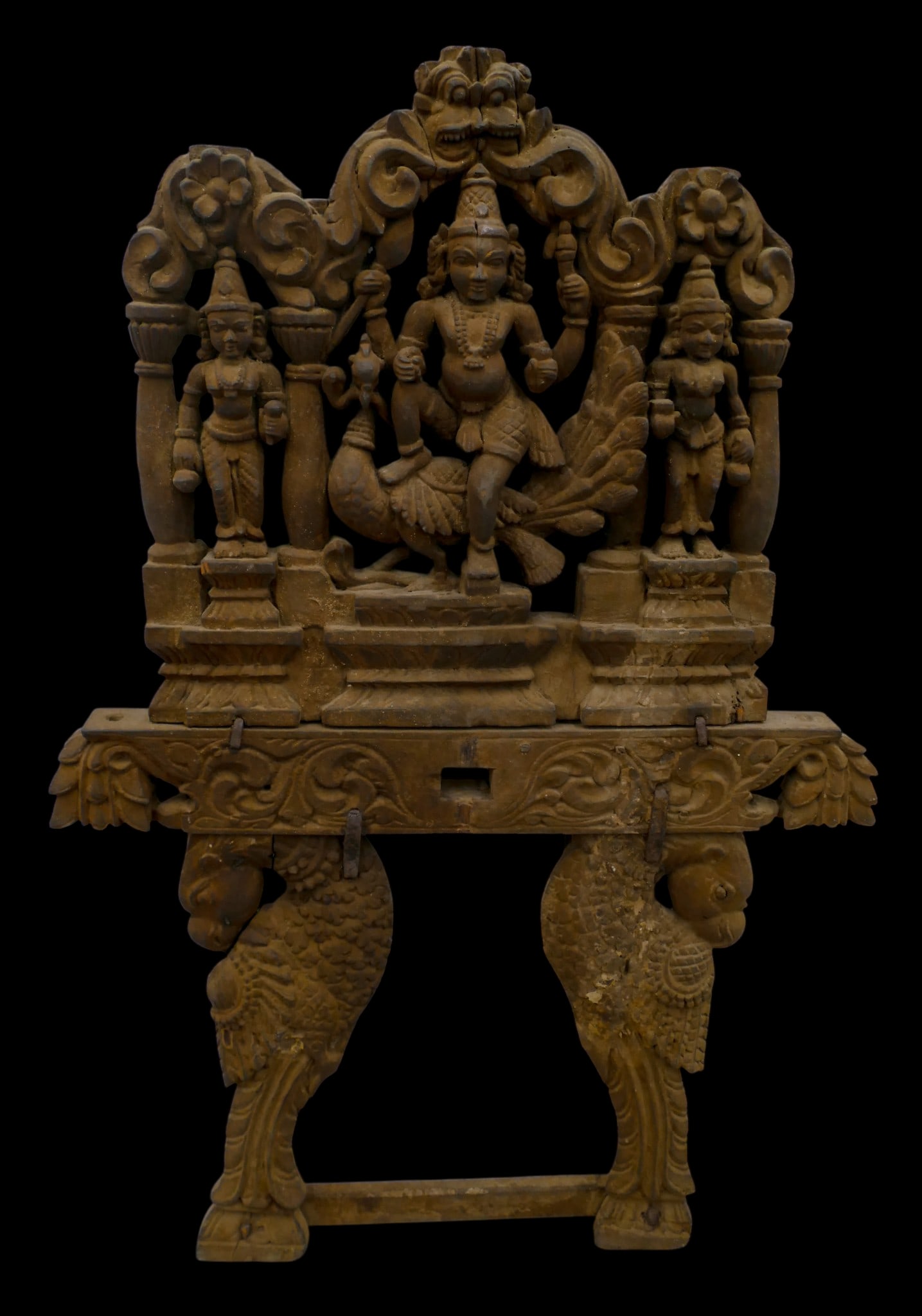 Antique India Carved Wood Kavati of Sarasvati (1 of 1)