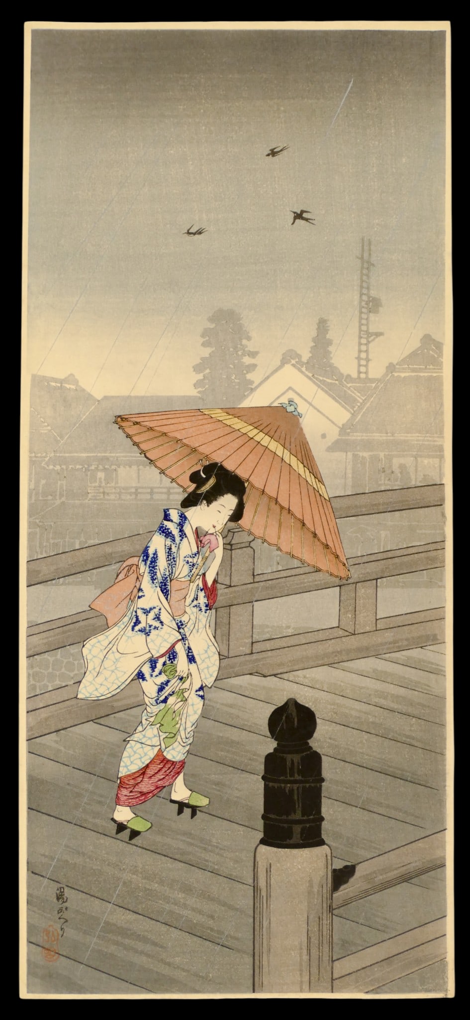 Shotei Takahashi "Returning from the Bath" Woodblock Print (1 of 1)