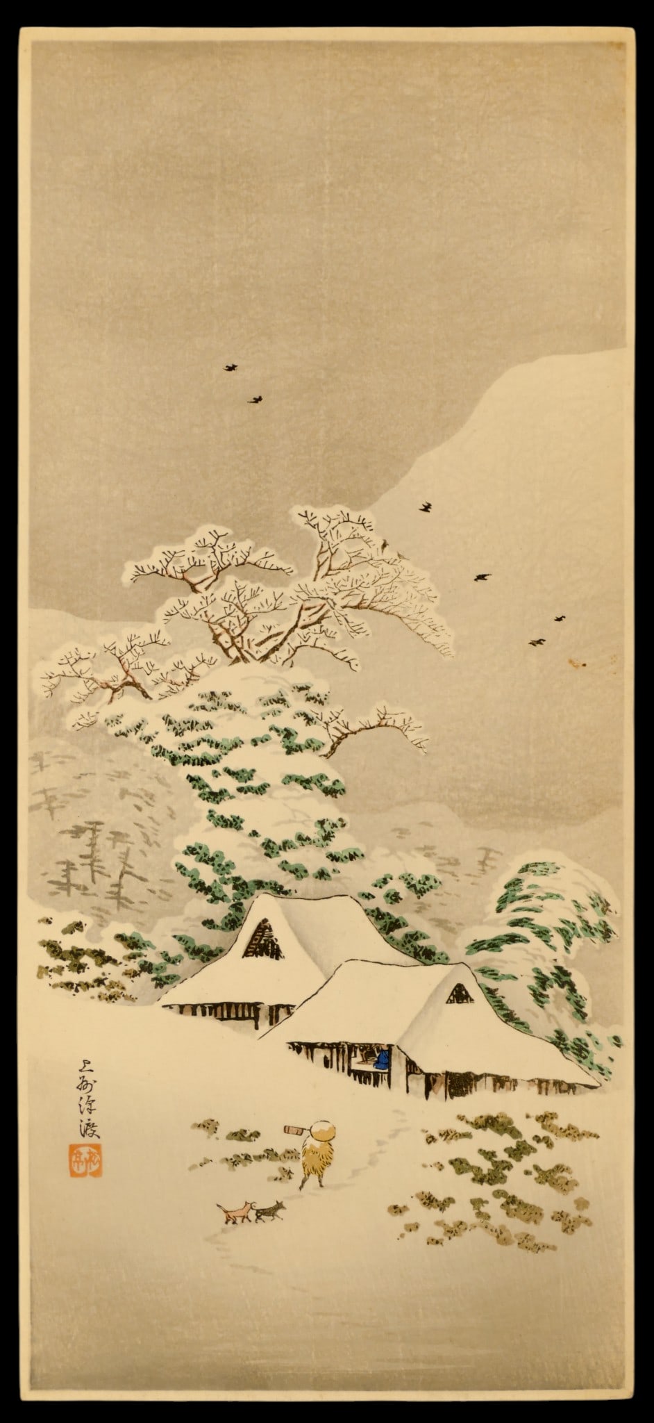 Shotei Takahashi "Sawatari in Joshu District" Woodblock Print: Shotei Takahashi "Sawatari in Joshu District" Woodblock Print 15"x6.5" Sheet. Excellent condition with strong colors. Loose, unframed.