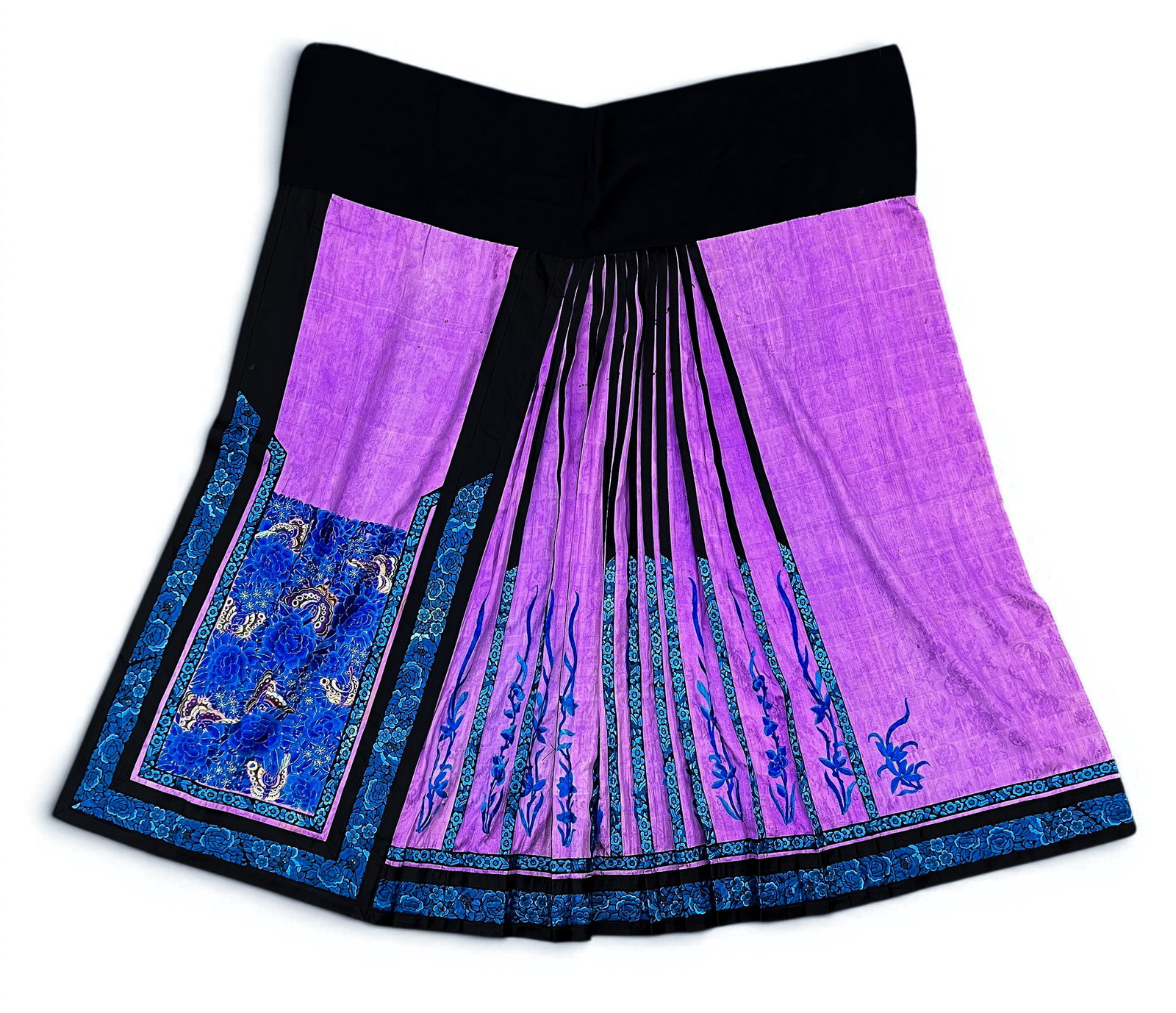 Old Chinese Silk Embroidered Butterfly Skirt Panel (1 of 1)