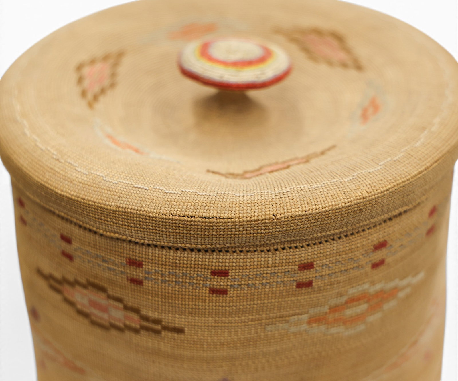 Fine Antique Aleut Knob Top Covered Indian Basket - 5