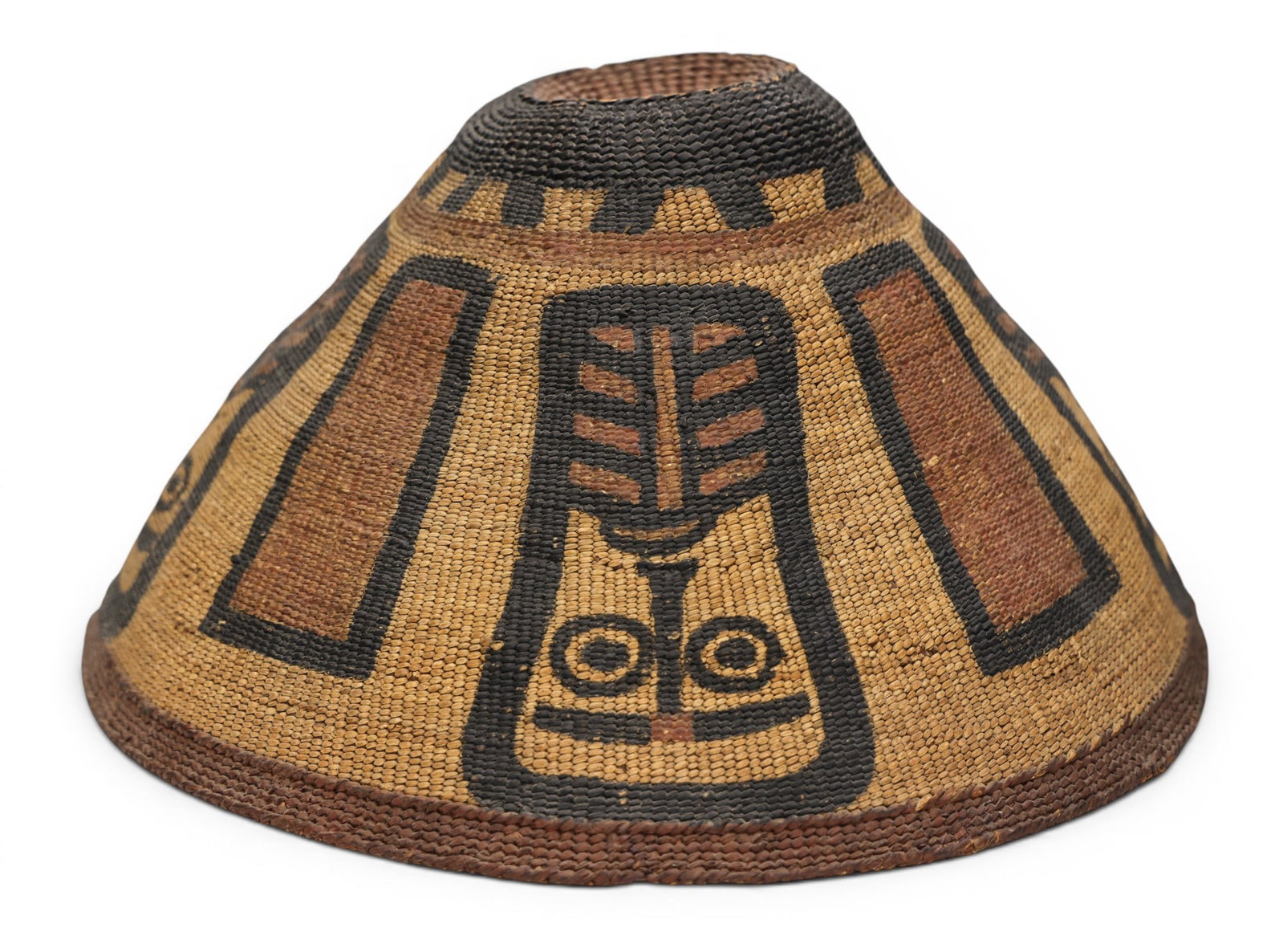 Antique Nuu-Chah-Nulth Indian Painted Basketry Hat - 2