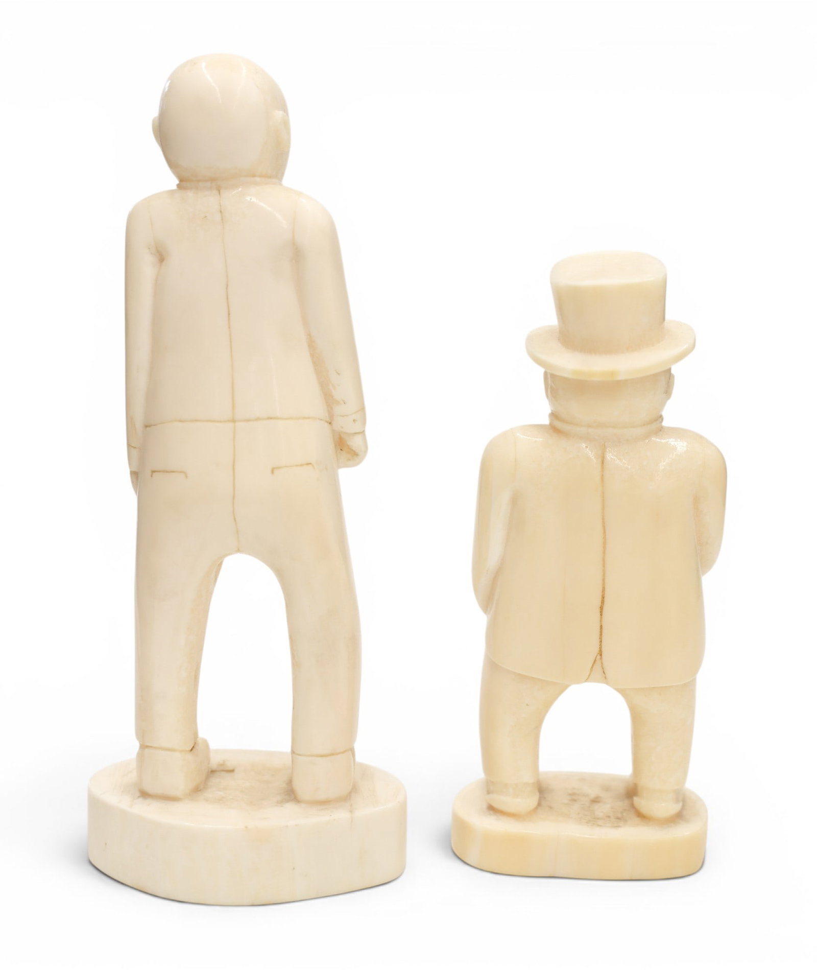 Antique Inuit Eskimo Mutt and Jeff Comic Character Carvings - 2
