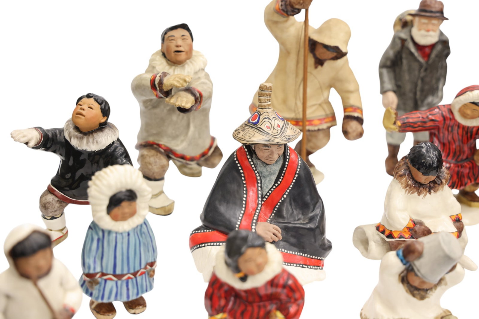 15pc C. Alan Johnson Alaskan Eskimo Ceramic Figurines - 2