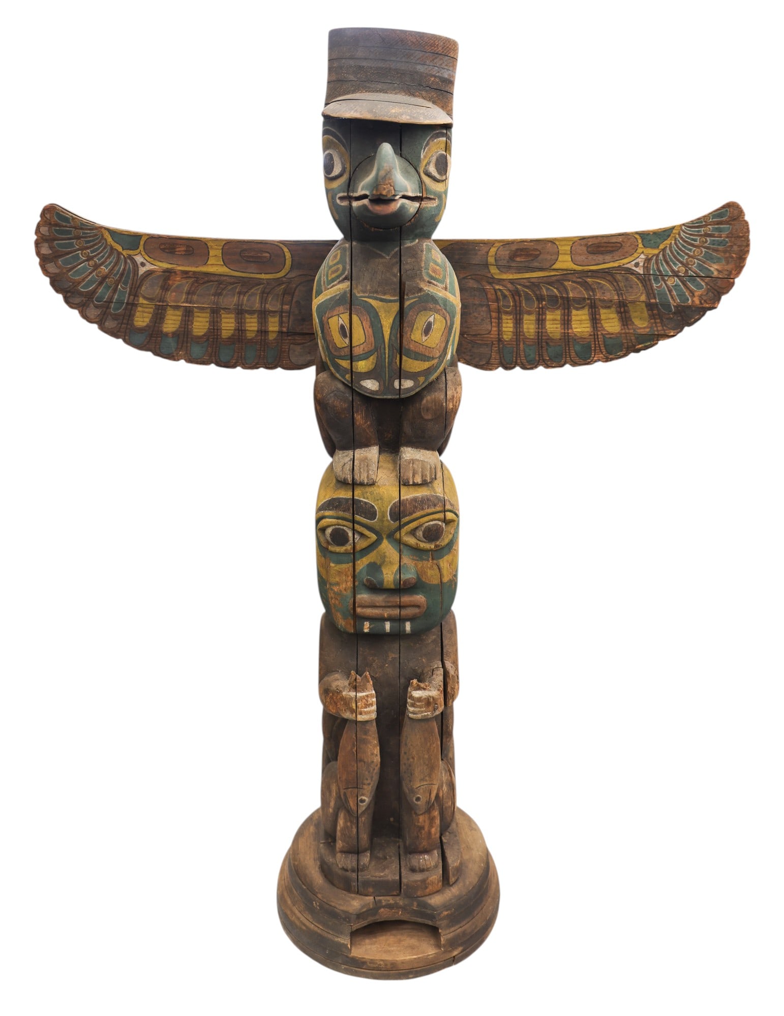 Antique Haida Large Polychrome Cedar Totem Pole Model - 2
