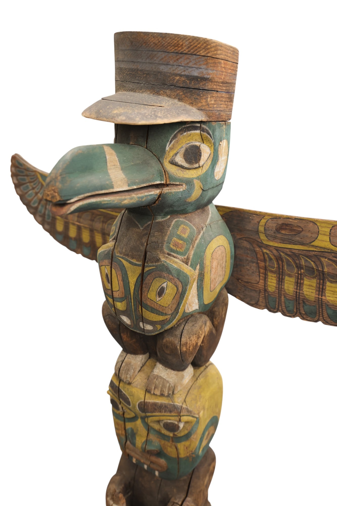 Antique Haida Large Polychrome Cedar Totem Pole Model - 3