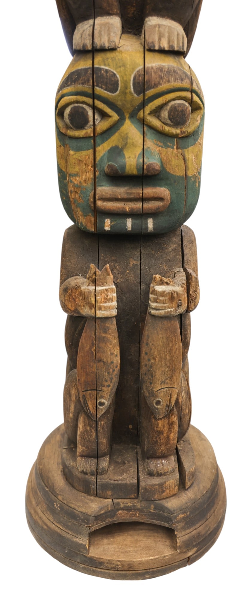 Antique Haida Large Polychrome Cedar Totem Pole Model - 4