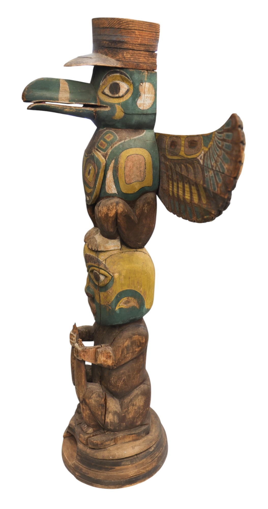 Antique Haida Large Polychrome Cedar Totem Pole Model - 5