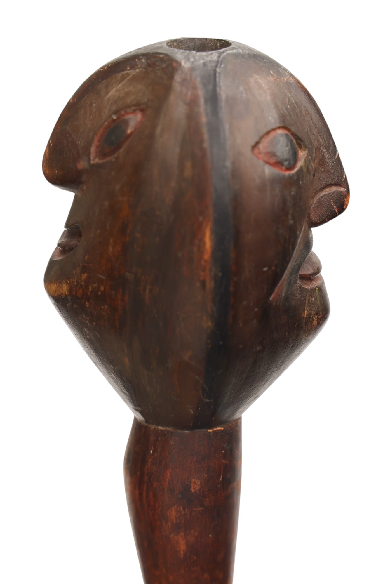 Antique Haida Painted Wood Portrait Club - 4