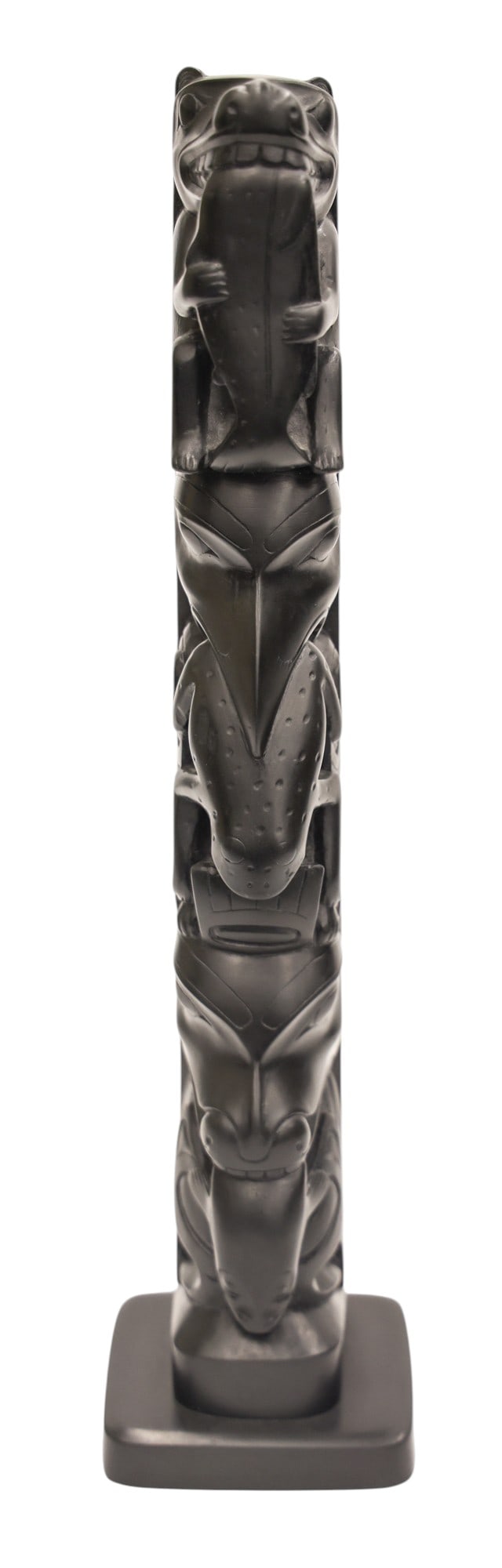 Old Haida Argillite Carved Totem Pole Model - 2