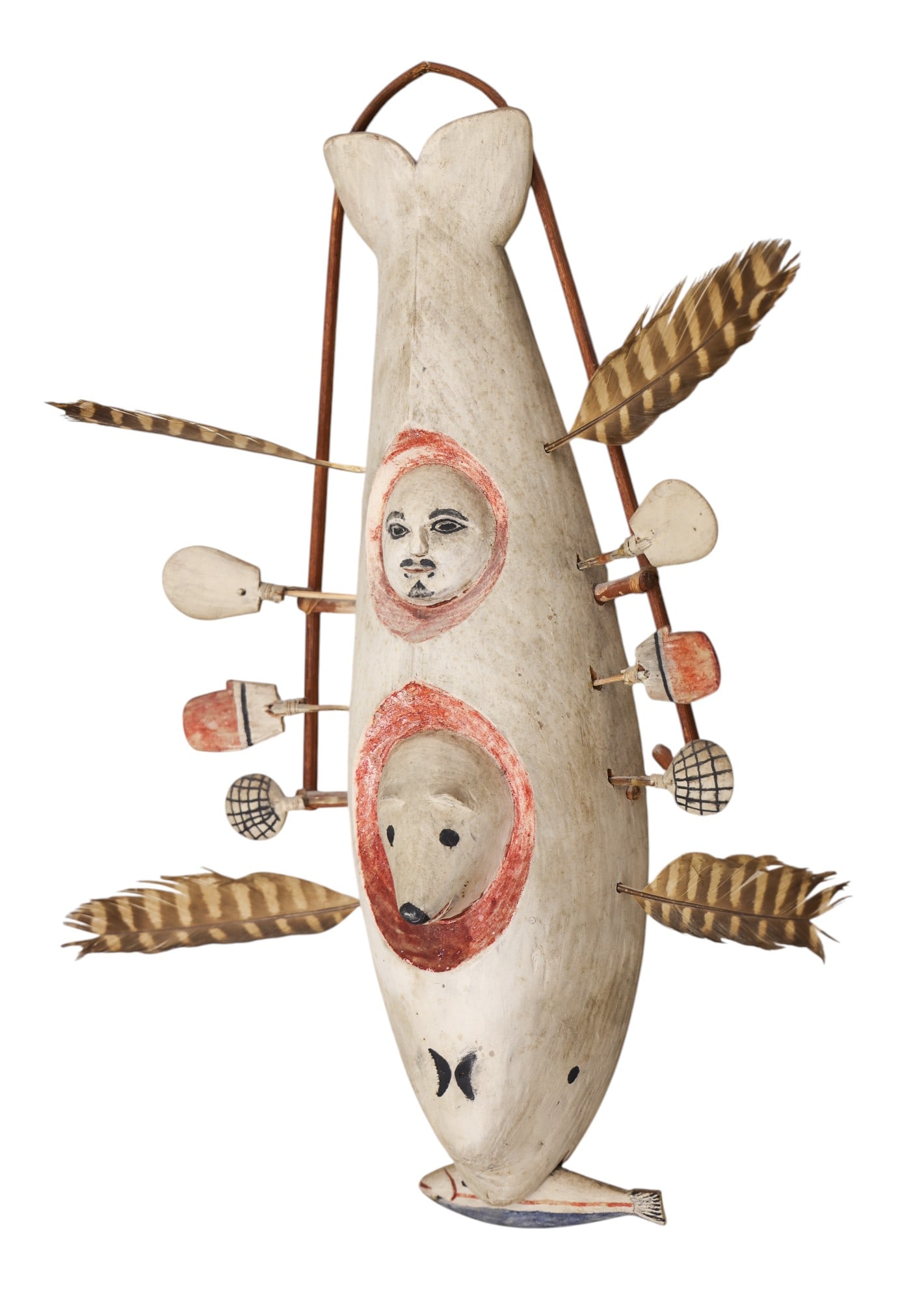 Old Yupik Eskimo Beluga Whale Form Nunivak Mask - 2