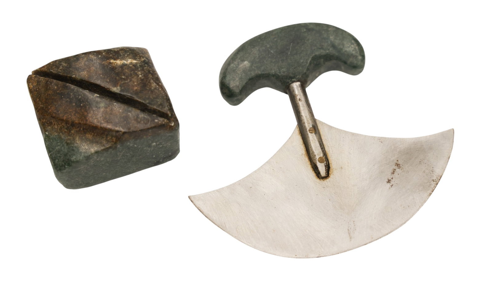Eunice Shytoo Muckpah Inuit Greenstone Ulu Model on Stand - 2