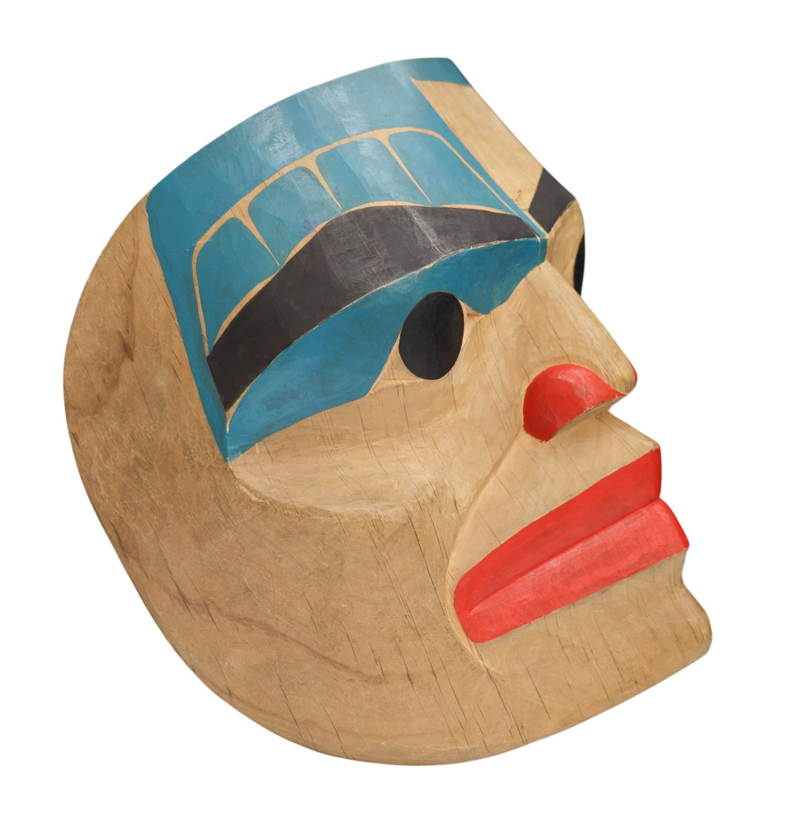 Northwest Coast Painted Cedar Male Portrait Mask - 2