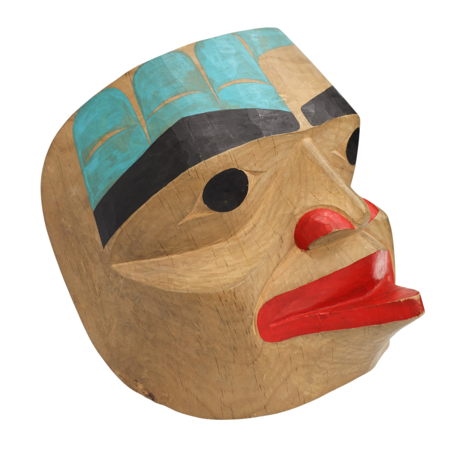 Northwest Coast Painted Cedar Female Portrait Mask - 2