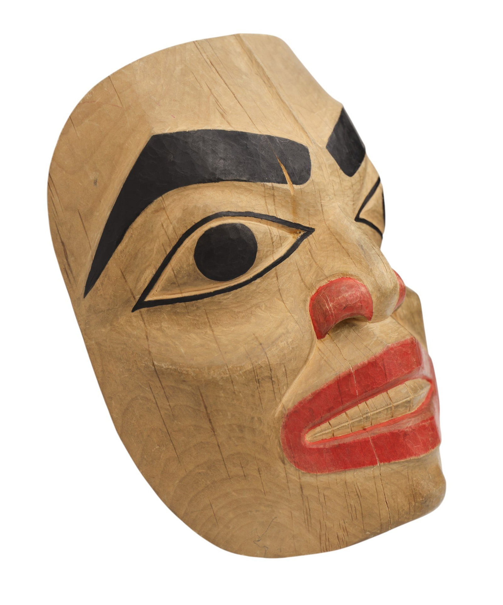Northwest Coast Painted Cedar Portrait Mask - 2