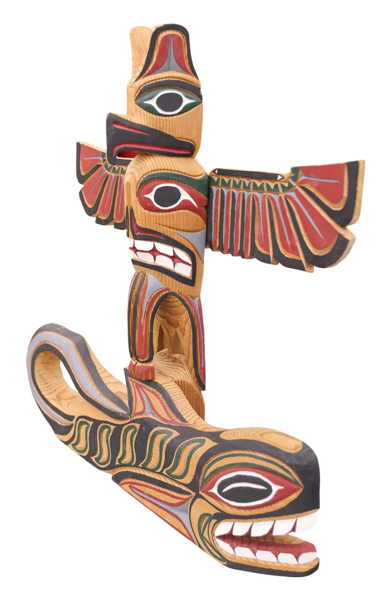 Larry Rudick Thunderbird and Whale Cedar Totem Model - 2