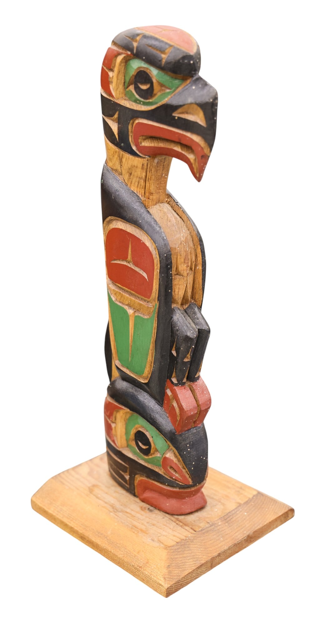 Jimmy Joseph Kwakiutl Eagle Trout Cedar Totem Model - 2