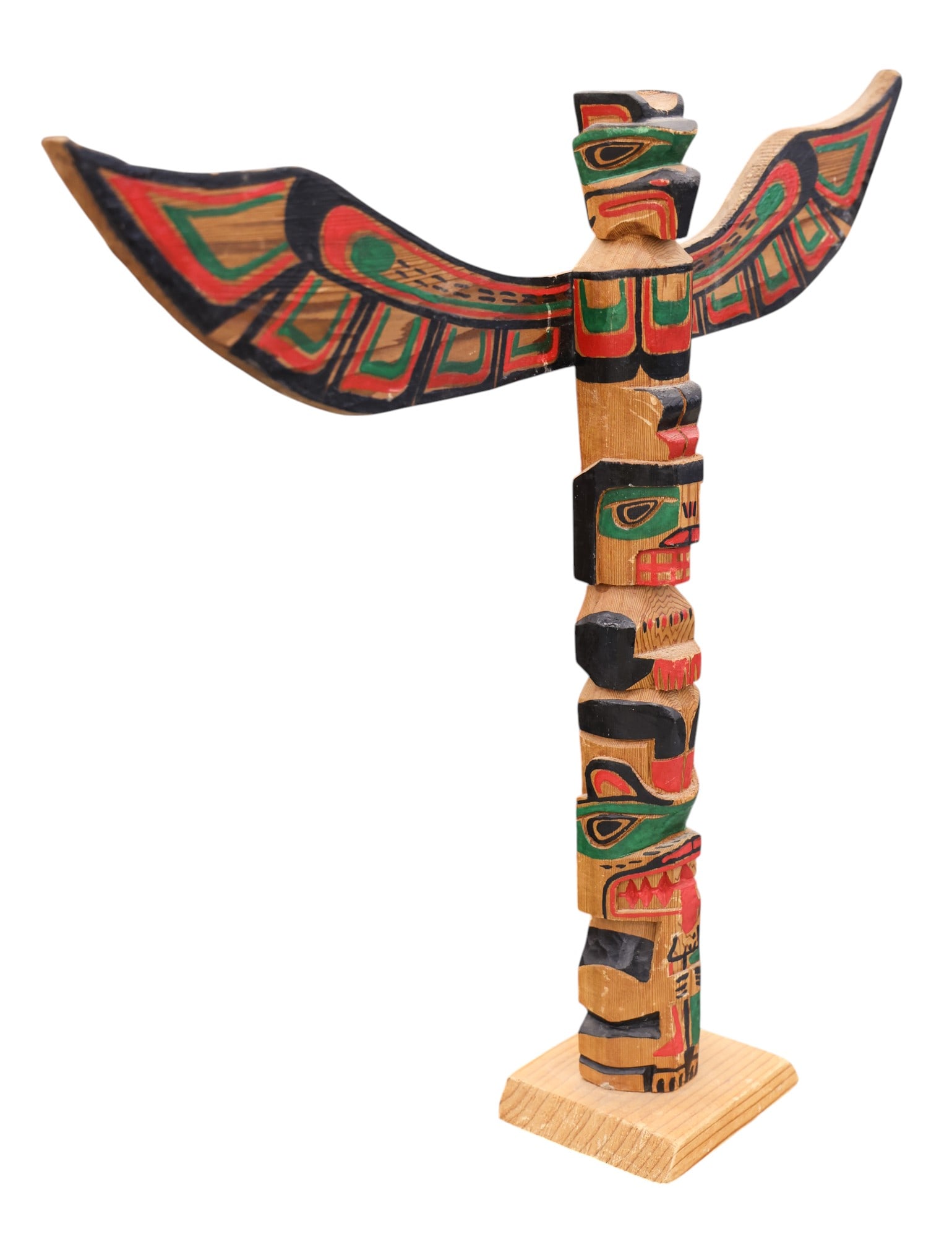 Old Barbara Foley Kwakiutl Thunderbird Cedar Totem Pole Model - 2